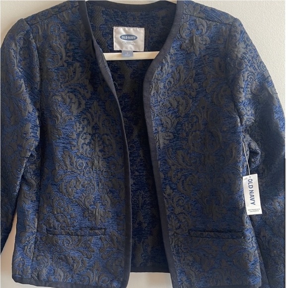 Old Navy Open Front Jacquard Print Navy Black Blazer NWT
Sz Small - Picture 4 of 9